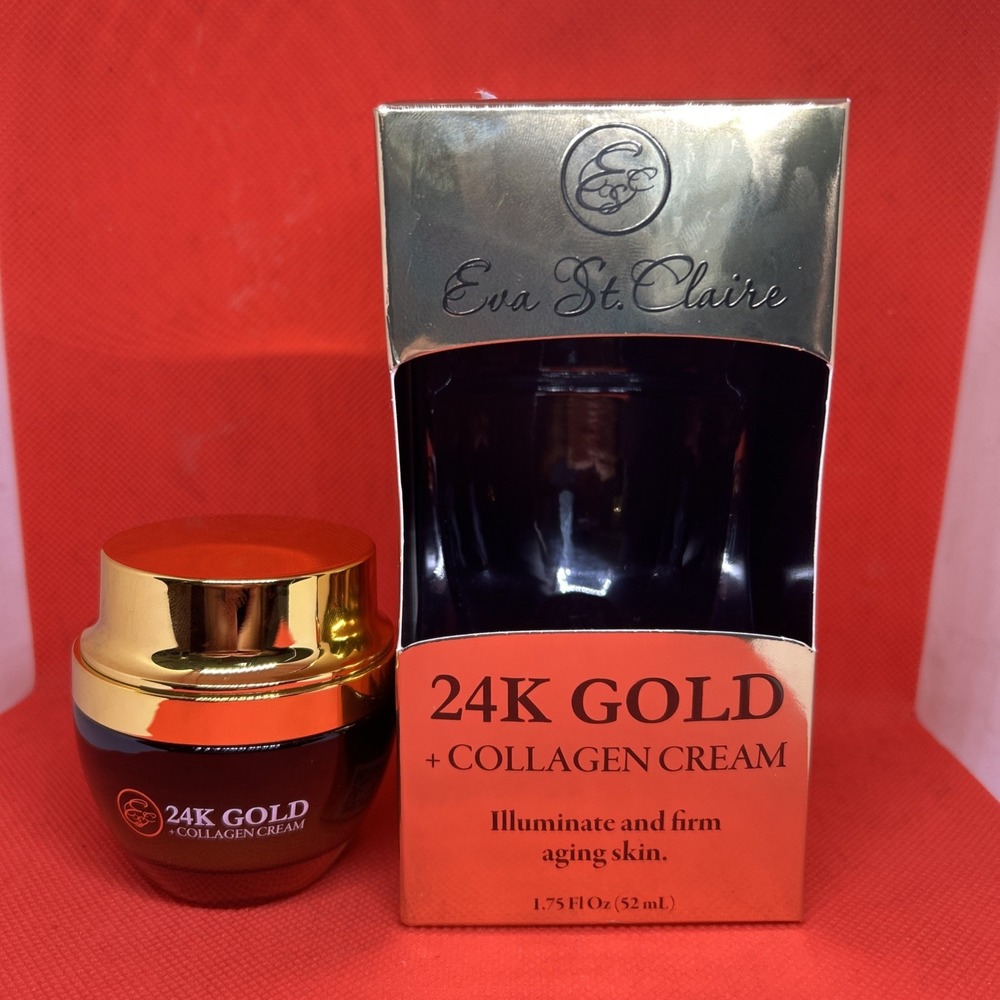 Eva St. Claire 24K Gold + Collagen Cream Illuminates & Firms Aging Skin 1.75 oz